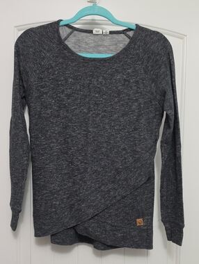 Ten Tree Cozy Women's Long-Sleeve Layered Hem Top - Charcoal